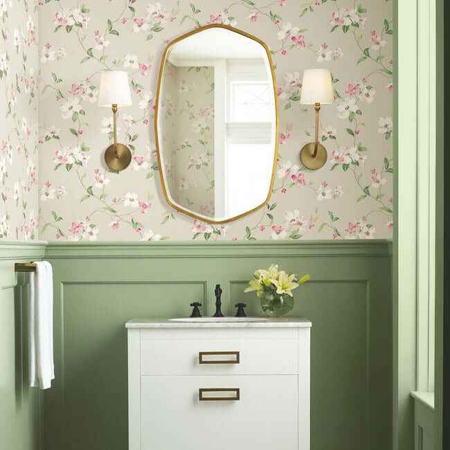 Dogwood Taupe Wallpaper - York Wallcoverings - BL1763 - York Wallcoverings Wallpaper
