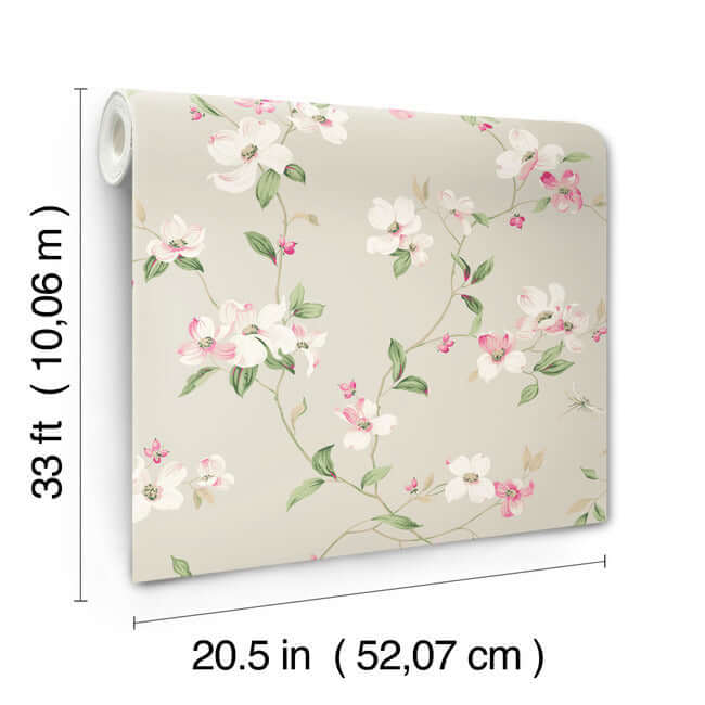 dogwood-taupe-wallpaper-york-wallcoverings-bl1763 - York Wallcoverings Wallpaper