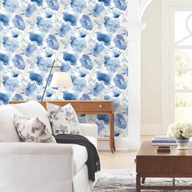 watercolor-bouquet-wallpaper-cobalt-york-wallcoverings-bl1773