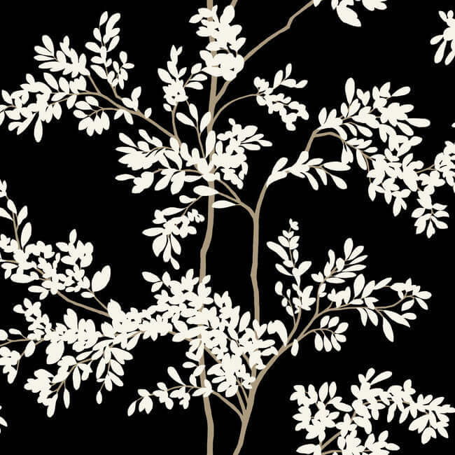 lunaria-silhouette-black-white-wallpaper-york-wallcoverings-bl1804 - York Wallcoverings Wallpaper