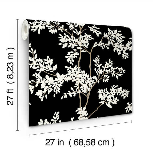 lunaria-silhouette-black-white-wallpaper-york-wallcoverings-bl1804 - York Wallcoverings Wallpaper