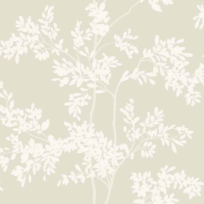 Lunaria Silhouette Light Taupe & White Wallpaper - York Wallcoverings - BL1805