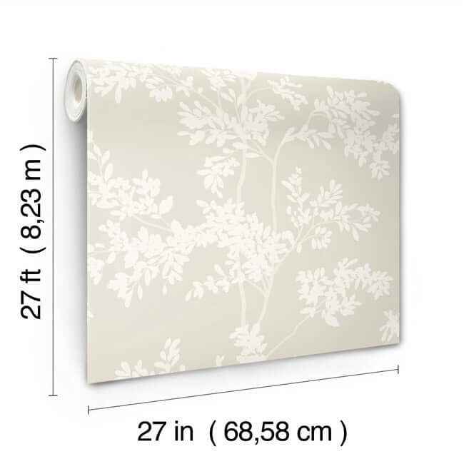 Lunaria Silhouette Light Taupe & White Wallpaper - York Wallcoverings - BL1805 - York Wallcoverings Wallpaper