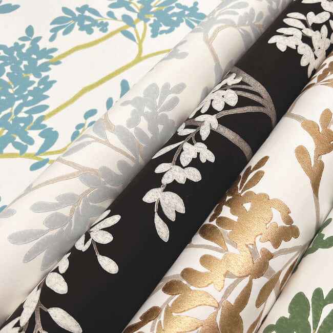 Lunaria Silhouette White & Gold Wallpaper - York Wallcoverings - BL1806 - York Wallcoverings Wallpaper