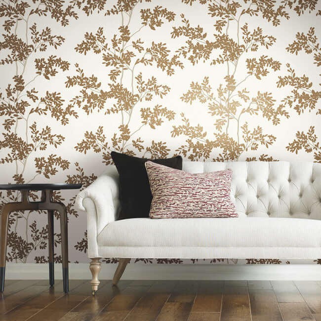 lunaria-silhouette-white-gold-wallpaper-york-wallcoverings-bl1806 - York Wallcoverings Wallpaper