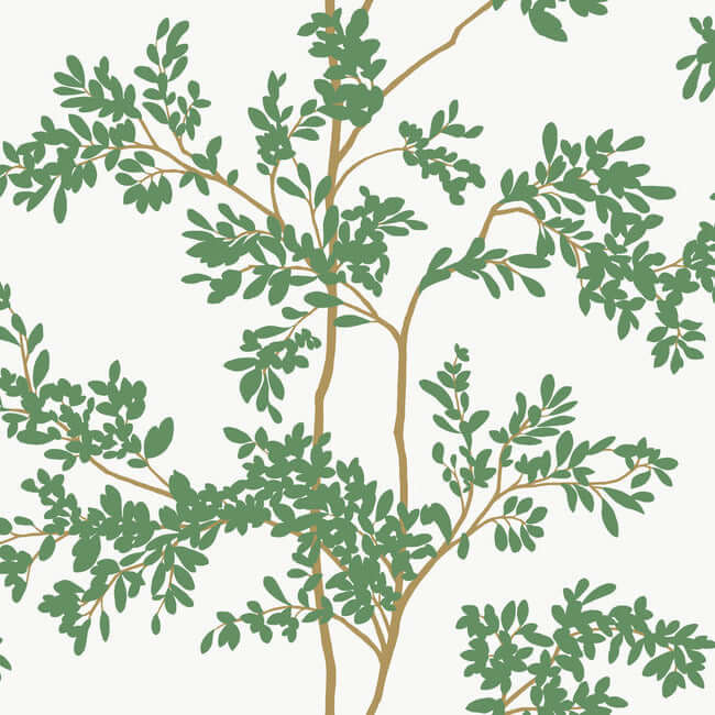 lunaria-silhouette-white-green-wallpaper-york-wallcoverings-bl1801 - York Wallcoverings Wallpaper
