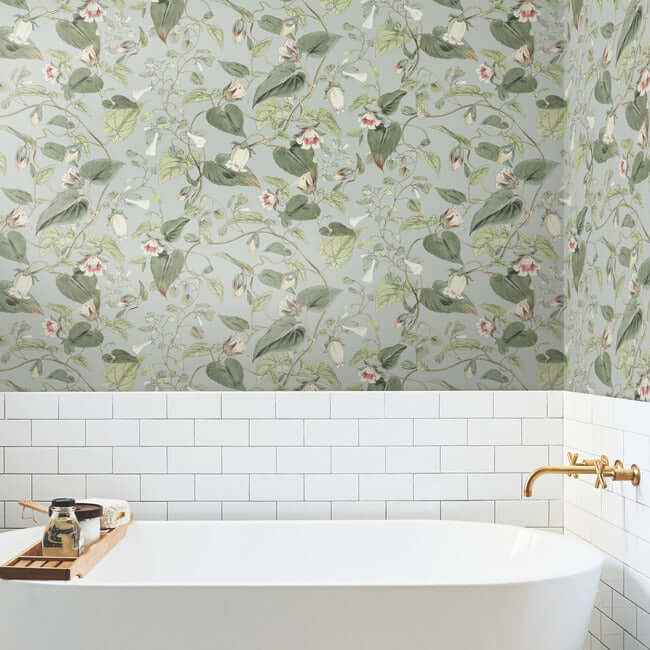 Moon Flower Dove Wallpaper - York Wallcoverings - BL1712 - York Wallcoverings Wallpaper