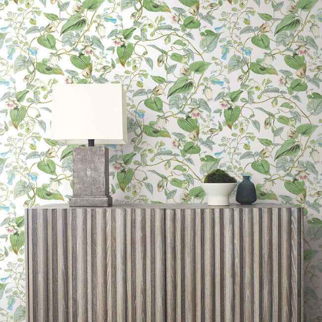 Moon Flower White Wallpaper - York Wallcoverings - BL1711 - York Wallcoverings Wallpaper