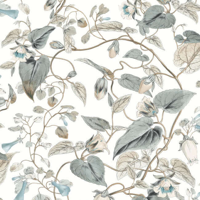 moon-flower-white-blue-wallpaper-york-wallcoverings-bl1715 - York Wallcoverings Wallpaper