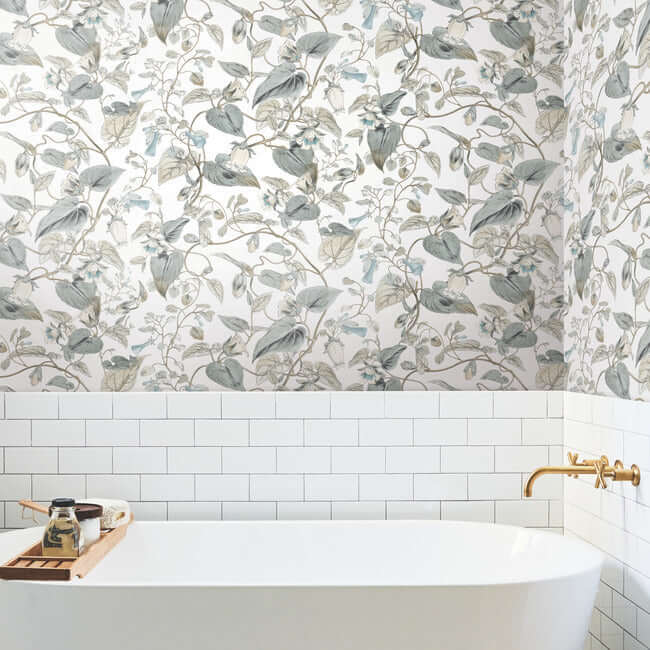 moon-flower-white-blue-wallpaper-york-wallcoverings-bl1715 - York Wallcoverings Wallpaper