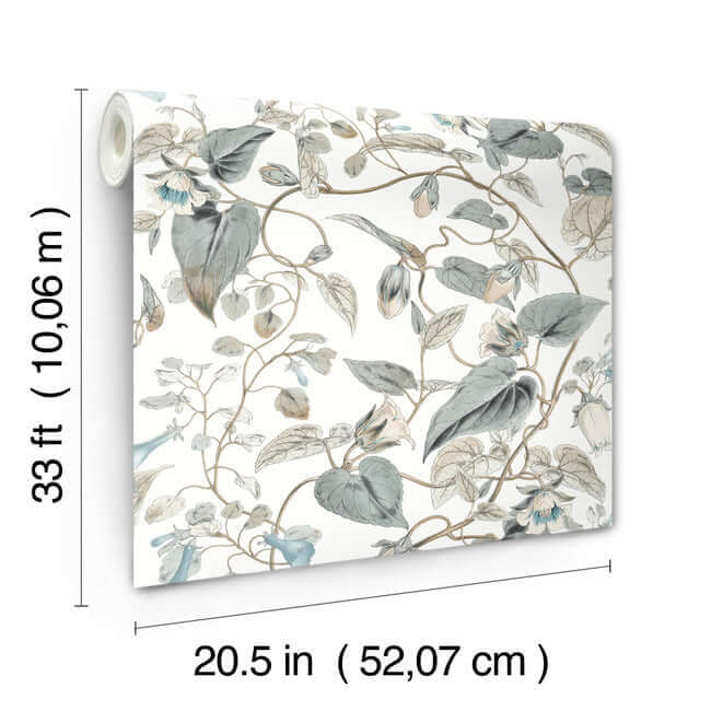 moon-flower-white-blue-wallpaper-york-wallcoverings-bl1715 - York Wallcoverings Wallpaper
