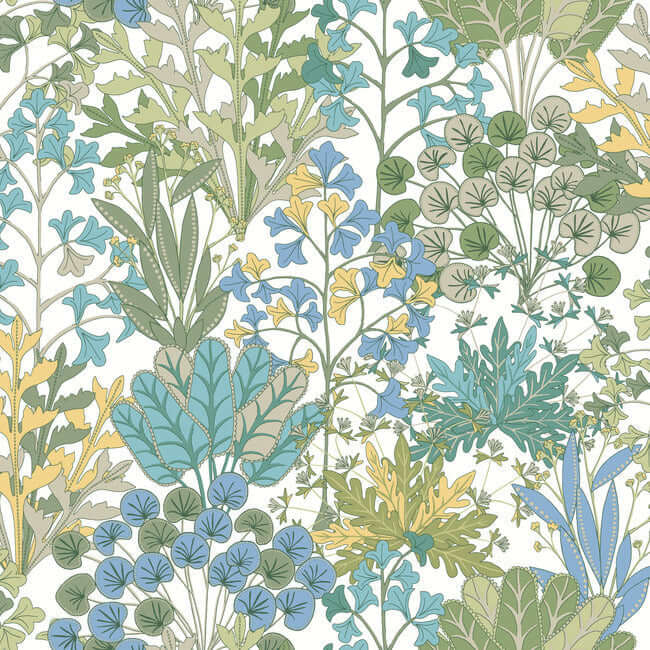 forest-floor-white-green-wallpaper-york-wallcoverings-bl1814 - York Wallcoverings Wallpaper