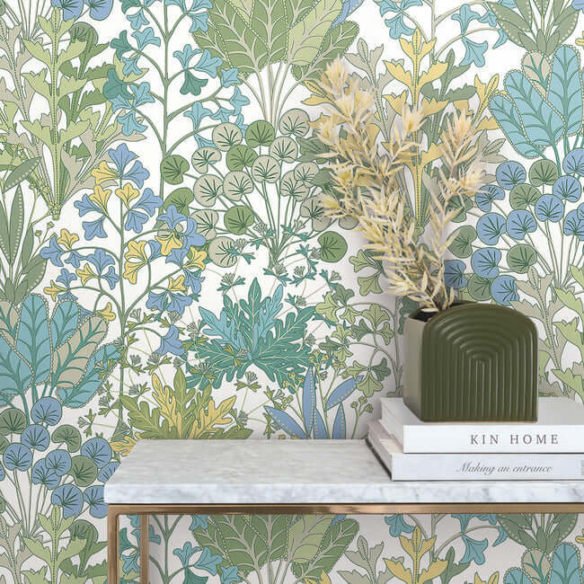 forest-floor-white-green-wallpaper-york-wallcoverings-bl1814 - York Wallcoverings Wallpaper