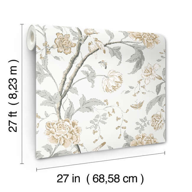 teahouse-floral-neutral-wallpaper-york-wallcoverings-bl1783 - York Wallcoverings Wallpaper