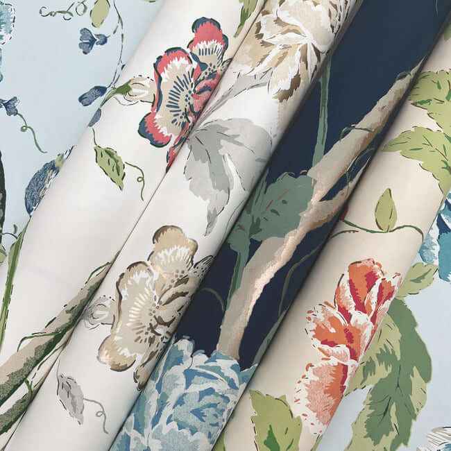Teahouse Floral White & Blush Wallpaper - York Wallcoverings - BL1785 - York Wallcoverings Wallpaper