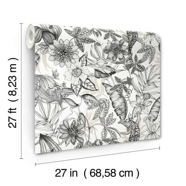 rainforest-white-charcoal-wallpaper-york-wallcoverings-bl1703 - York Wallcoverings Wallpaper