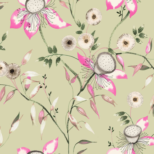 dream-blossom-light-green-wallpaper-york-wallcoverings-bl1791 - York Wallcoverings Wallpaper