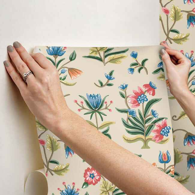 Heirloom Floral Taupe & Multi Peel & Stick Wallpaper - York Wallcoverings - PSW1447RL - York Wallcoverings Wallpaper