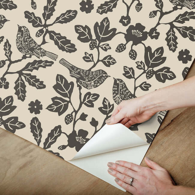 sparrow-oak-linen-charcoal-peel-stick-wallpaper-york-wallcoverings-psw1442rl - York Wallcoverings Wallpaper