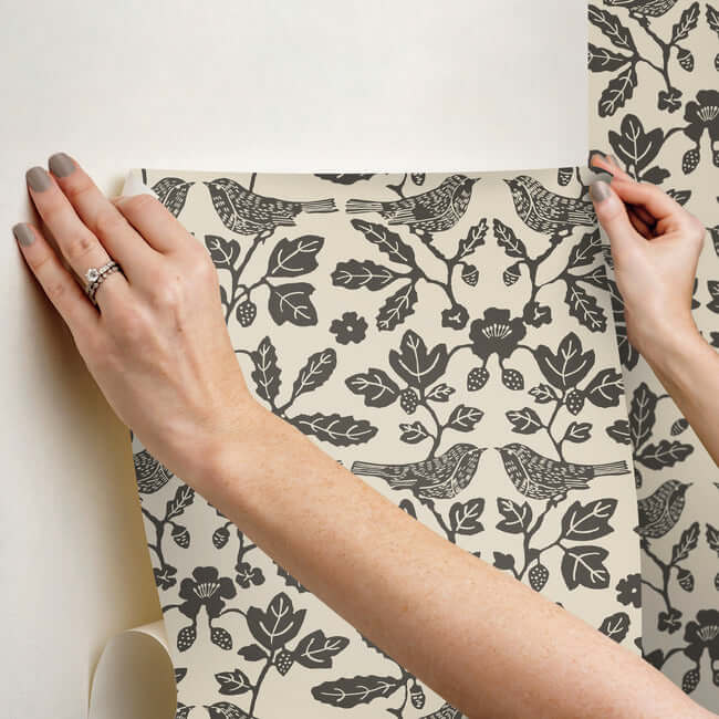 sparrow-oak-linen-charcoal-peel-stick-wallpaper-york-wallcoverings-psw1442rl - York Wallcoverings Wallpaper