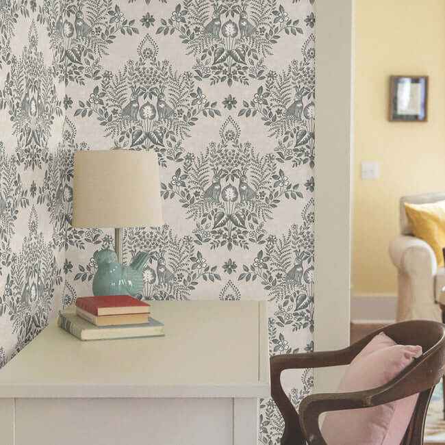 Cottontail Toile Linen & Charcoal Peel & Stick Wallpaper - York Wallcoverings - PSW1433RL