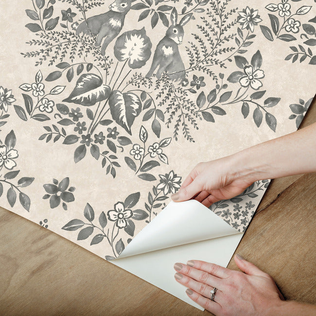 cottontail-toile-premium-peel-stick-wallpaper-linen-charcoal-york-wallcoverings-psw1433rl