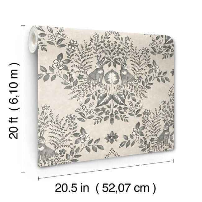 Cottontail Toile Linen & Charcoal Peel & Stick Wallpaper - York Wallcoverings - PSW1433RL - York Wallcoverings Wallpaper