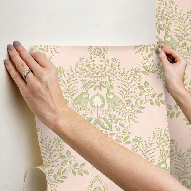 cottontail-toile-premium-peel-stick-wallpaper-pink-chartreuse-york-wallcoverings-psw1432rl
