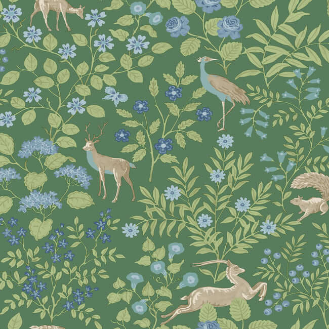woodland-floral-meadow-green-peel-stick-wallpaper-york-wallcoverings-psw1437rl - York Wallcoverings Wallpaper