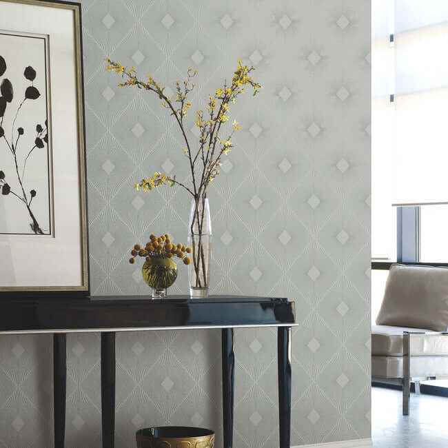 Harlowe Light Grey & Silver Wallpaper - York Wallcoverings - MD7132 - York Wallcoverings Wallpaper