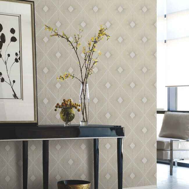 Harlowe Warm Grey & Gold Wallpaper - York Wallcoverings - MD7133 - York Wallcoverings Wallpaper