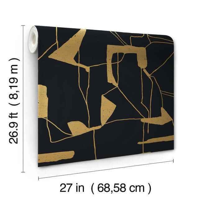 Abstract Geo Black & Gold Wallpaper - York Wallcoverings - MD7115 - York Wallcoverings Wallpaper