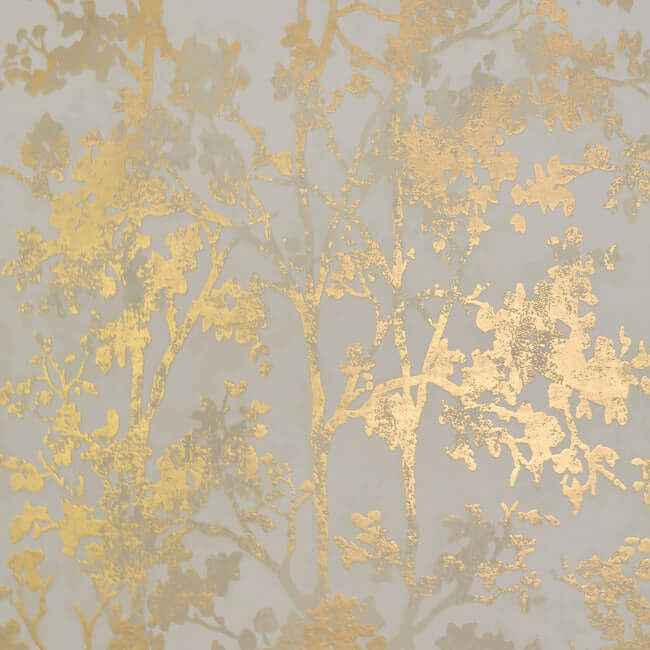 Shimmering Foliage Almond & Gold Wallpaper - York Wallcoverings - NW3582