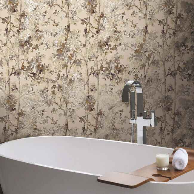Shimmering Foliage Khaki Wallpaper - York Wallcoverings - NW3584 - York Wallcoverings Wallpaper