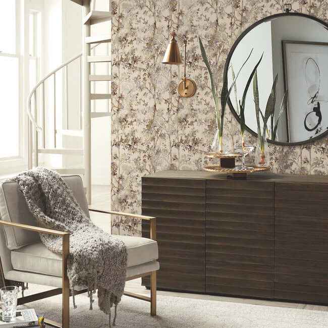 Shimmering Foliage Khaki Wallpaper - York Wallcoverings - NW3584 - York Wallcoverings Wallpaper