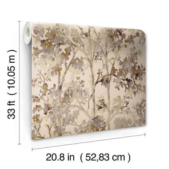 Shimmering Foliage Khaki Wallpaper - York Wallcoverings - NW3584 - York Wallcoverings Wallpaper