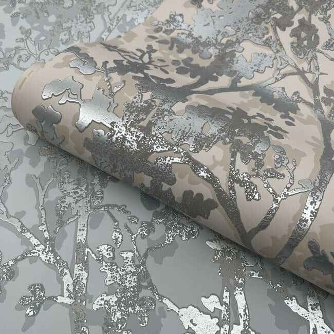 Shimmering Foliage Spa & Silver Wallpaper - York Wallcoverings - MD7142 - York Wallcoverings Wallpaper