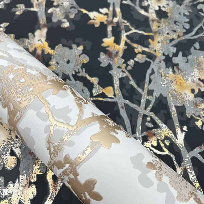 Shimmering Foliage White & Gold Wallpaper - York Wallcoverings - NW3583 - York Wallcoverings Wallpaper