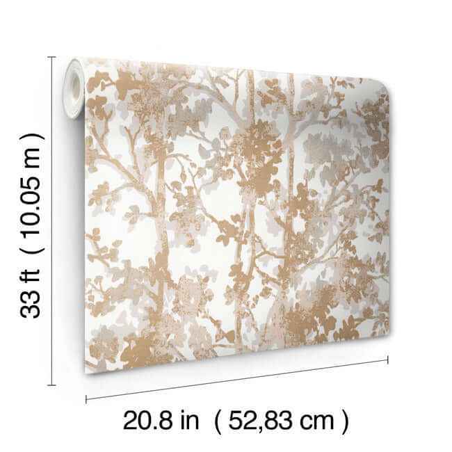 Shimmering Foliage White & Gold Wallpaper - York Wallcoverings - NW3583 - York Wallcoverings Wallpaper