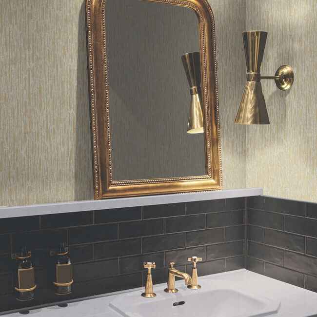 Metallic Cascade Neutrals & Gold Wallpaper - York Wallcoverings - MD7152