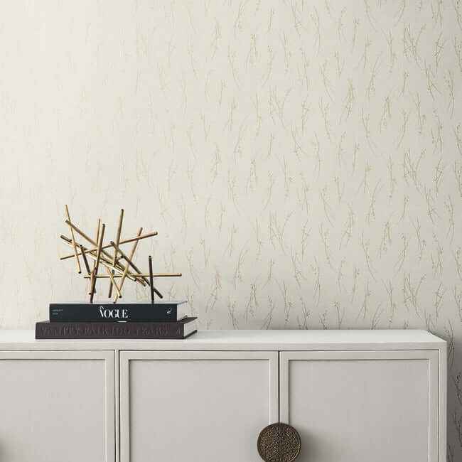 Sprigs Cream & Gold Wallpaper - York Wallcoverings - MD7192 - York Wallcoverings Wallpaper