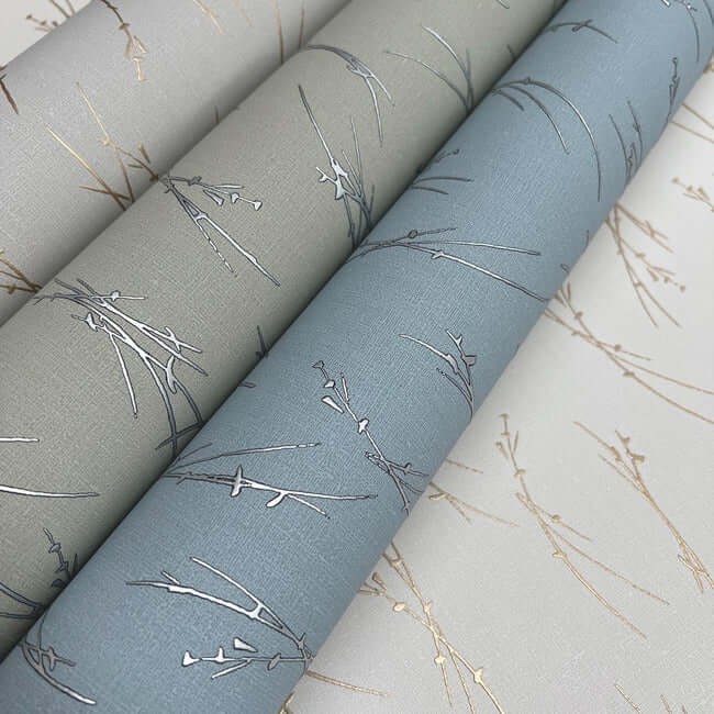 sprigs-smokey-blue-silver-wallpaper-york-wallcoverings-md7193 - York Wallcoverings Wallpaper