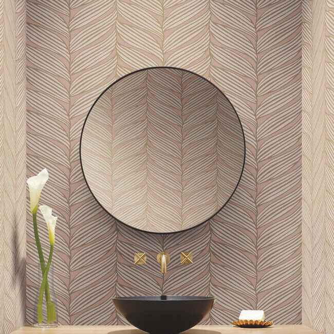 Luminous Leaves Blush & Gold Wallpaper - York Wallcoverings - MD7161 - York Wallcoverings Wallpaper