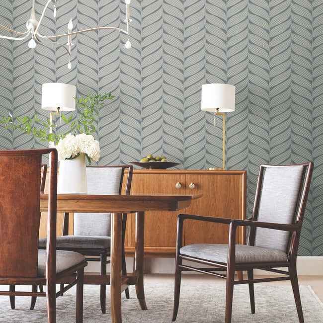 Luminous Leaves Charcoal & Silver Wallpaper - York Wallcoverings - MD7163 - York Wallcoverings Wallpaper
