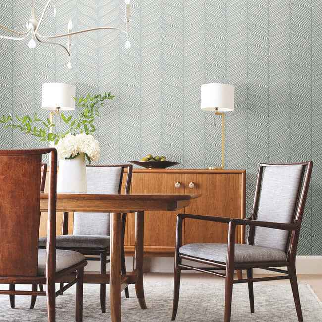Luminous Leaves Spa & Silver Wallpaper - York Wallcoverings - MD7165 - York Wallcoverings Wallpaper