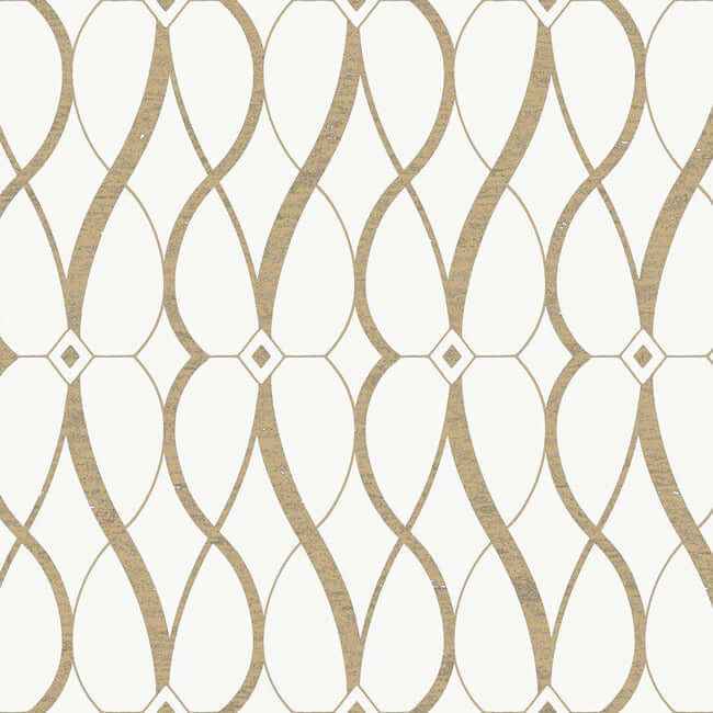 Graceful Geo Cream & Gold Wallpaper - York Wallcoverings - MD7171