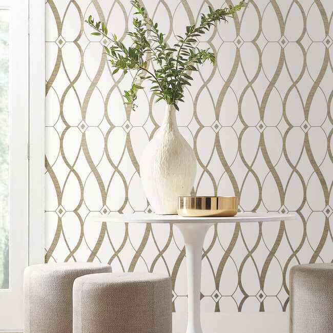 Graceful Geo Cream & Gold Wallpaper - York Wallcoverings - MD7171 - York Wallcoverings Wallpaper
