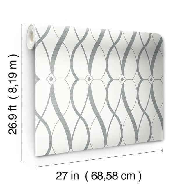 Graceful Geo White & Silver Wallpaper - York Wallcoverings - MD7173 - York Wallcoverings Wallpaper