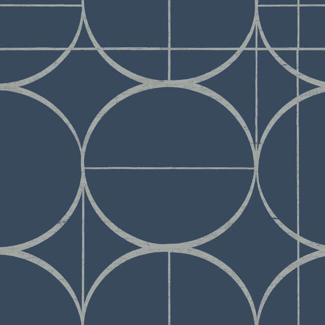 sun-circles-blue-silver-wallpaper-york-wallcoverings-md7204 - York Wallcoverings Wallpaper