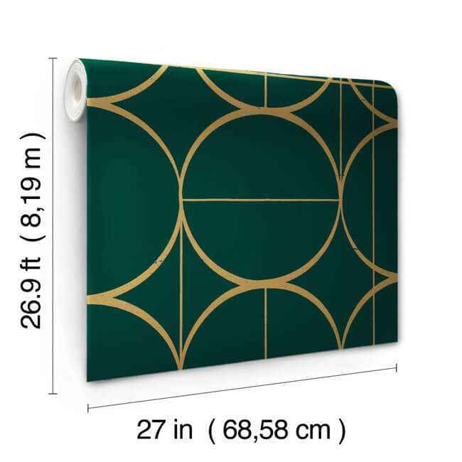 Sun Circles Emerald & Gold Wallpaper - York Wallcoverings - MD7203 - York Wallcoverings Wallpaper